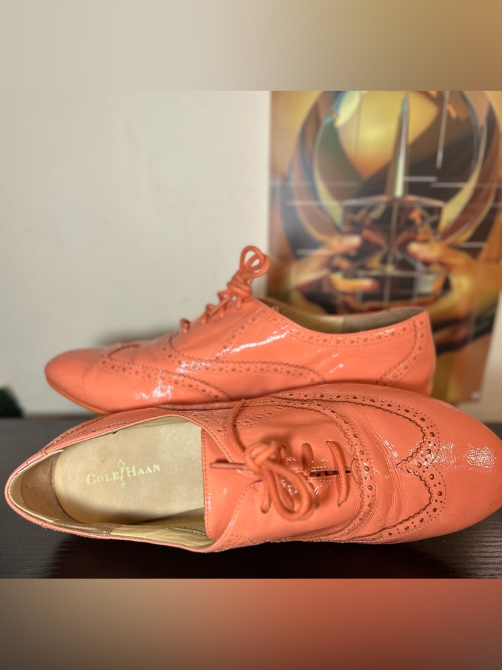 SALE-Cole Haan Coral Patent Leather Wingtip Oxfords/ 10B / GUC!